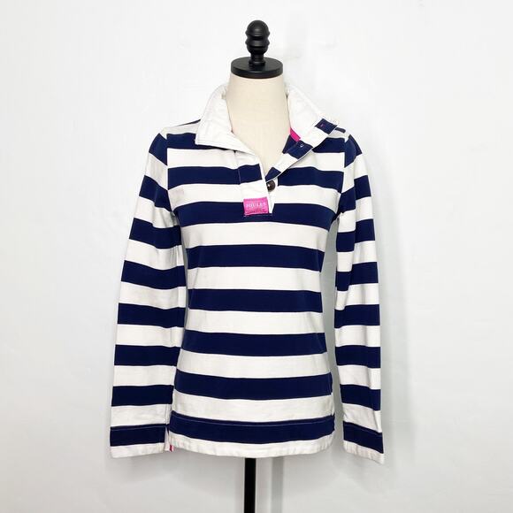 Joules Tops - Joules Saunton Striped Funnel Neck Sweatshirt Navy White Nautical Preppy Size XS